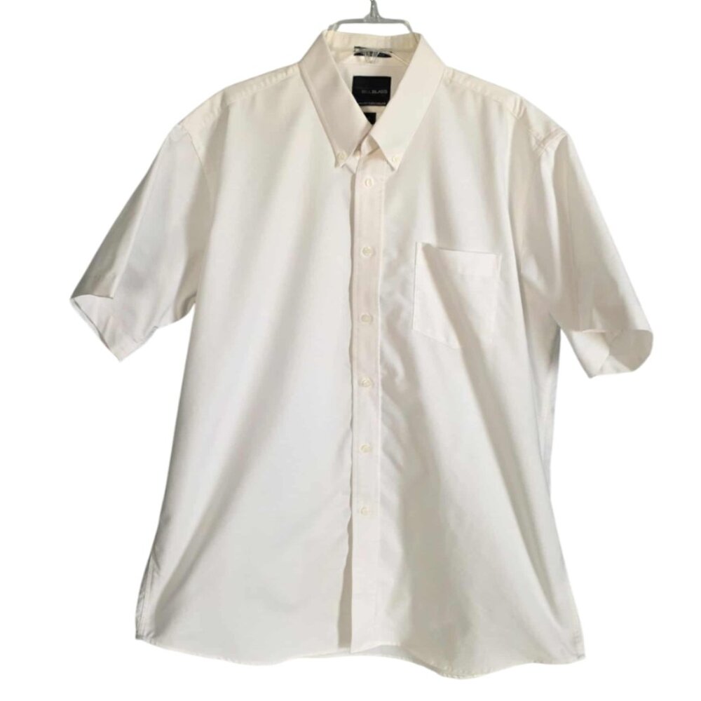 EUC Bill Blass Short SLeeve Oxford Flexible Comfort Collar Dress Shirt - Picture 1 of 4